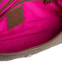 Pre Owned Lancel Brown Quilted Leather Flap Chain Shoulder Bag