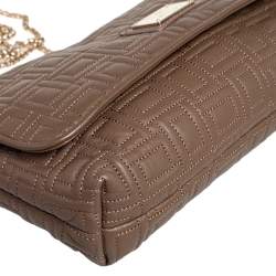 Pre Owned Lancel Brown Quilted Leather Flap Chain Shoulder Bag