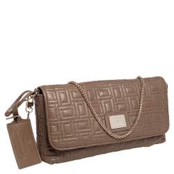 Pre Owned Lancel Brown Quilted Leather Flap Chain Shoulder Bag
