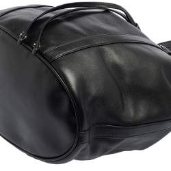 Lancel Black Leather Bucket Hobo