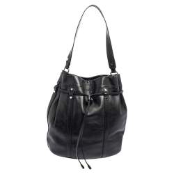 Lancel Black Leather Bucket Hobo
