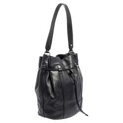 Lancel Black Leather Bucket Hobo