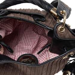 Pre Owned Lancel Brown/Black Suede And Leather Premier Flirt Bucket Shoulder Bag