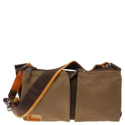 Pre Owned Lancel Brown Fabric Pocket Messenger