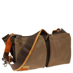 Pre Owned Lancel Brown Fabric Pocket Messenger