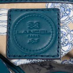 Pre Owned Lancel Teal Croc Embossed Leather Premier Flirt Bucket Bag