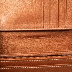 Pre Owned Lancel Metallic Tan Leather Tassel Compact Wallet