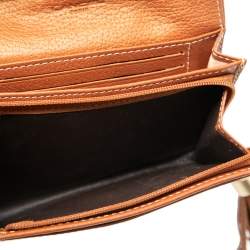 Pre Owned Lancel Metallic Tan Leather Tassel Compact Wallet