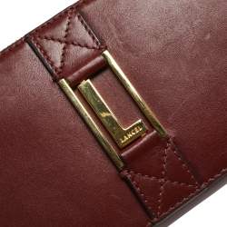 Lancel Burgundy Leather Logo Zip Around Wallet