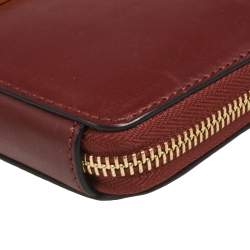 Lancel Burgundy Leather Logo Zip Around Wallet