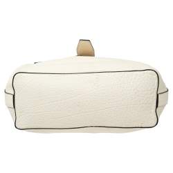Lancel Off White Grained Leather Medium Charlie De Lancel Top Handle Bag
