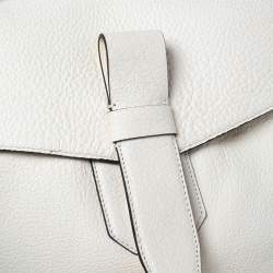Lancel Off White Grained Leather Medium Charlie De Lancel Top Handle Bag
