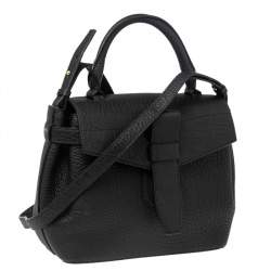 Lancel Black Grained Leather Small Charlie De Lancel Top Handle Bag
