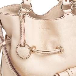 Pre Owned Lancel Beige Pebbled Leather Premiere Flirt Bucket Bag