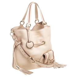 Pre Owned Lancel Beige Pebbled Leather Premiere Flirt Bucket Bag