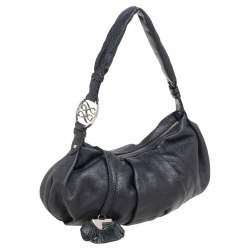 Lancel Black Pleated Leather Hobo