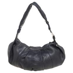 Lancel Black Pleated Leather Hobo