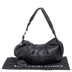 Lancel Black Pleated Leather Hobo