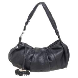 Lancel Black Pleated Leather Hobo