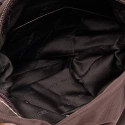 Pre Owned Lancel Brown Nylon And Leather Front Pocket Satchel