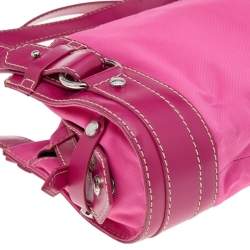 Lancel Pink Canvas And Leather Shoulder Bag