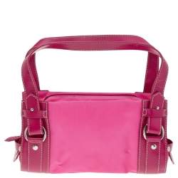 Lancel Pink Canvas And Leather Shoulder Bag