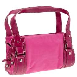 Lancel Pink Canvas And Leather Shoulder Bag