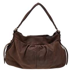 Pre Owned Lancel Dark Brown Leather Hobo