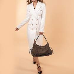 Pre Owned Lancel Dark Brown Leather Hobo