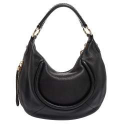 Pre Owned Lancel Black Leather Tassel Hobo