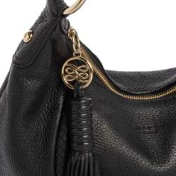 Pre Owned Lancel Black Leather Tassel Hobo