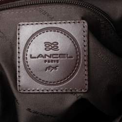 Lancel Red/Brown Nylon and Leather Tassel Drawstring Tote