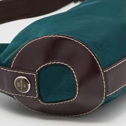 Lancel Teal Green/Brown Nylon And Leather Small Miss Bowling Shoulder Bag