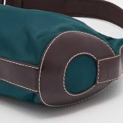 Lancel Teal Green/Brown Nylon And Leather Small Miss Bowling Shoulder Bag