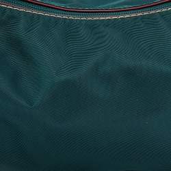 Lancel Teal Green/Brown Nylon And Leather Small Miss Bowling Shoulder Bag