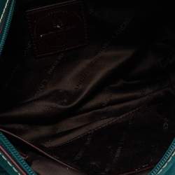 Lancel Teal Green/Brown Nylon And Leather Small Miss Bowling Shoulder Bag