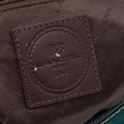 Lancel Teal Green/Brown Nylon And Leather Small Miss Bowling Shoulder Bag