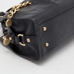 Pre Owned Lancel Black Leather Curb Chain Shoulder Bag