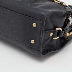 Pre Owned Lancel Black Leather Curb Chain Shoulder Bag