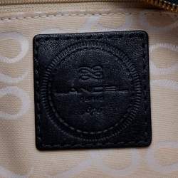 Pre Owned Lancel Black Leather Curb Chain Shoulder Bag