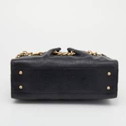 Pre Owned Lancel Black Leather Curb Chain Shoulder Bag