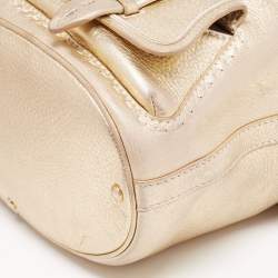 Pre Owned Lancel Metallic Gold Pebbled Leather Premiere Flirt Bucket Bag