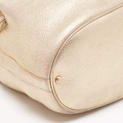 Pre Owned Lancel Metallic Gold Pebbled Leather Premiere Flirt Bucket Bag