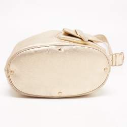 Pre Owned Lancel Metallic Gold Pebbled Leather Premiere Flirt Bucket Bag