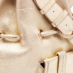 Pre Owned Lancel Metallic Gold Pebbled Leather Premiere Flirt Bucket Bag