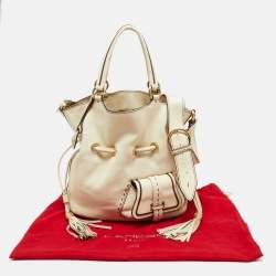 Pre Owned Lancel White/Brown Leather Premiere Flirt Bucket Bag