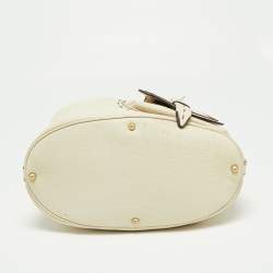 Pre Owned Lancel White/Brown Leather Premiere Flirt Bucket Bag