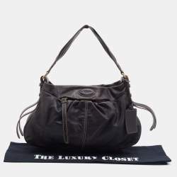 Pre Owned Lancel Dark Brown Leather Front Pocket Hobo