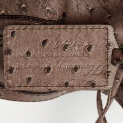 Pre Owned Lancel Brown Ostrich Embossed Leather Premiere Flirt Bucket Bag