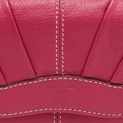Pre Owned Lancel Pink Leather Flap Compact Wallet
